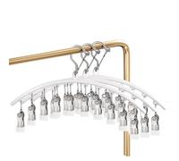 QIUPFGUT Pivotant Coupe-Vent accroche-Chaussettes, Séchoir à Chaussettes en Acier Inoxydable Crochet tournant, Séchoir à sous-vêtements(2 pièces X 10 Clips chacun) (Blanc)