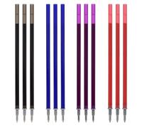 QIURUYUE Lot de 12 mines de rechange effaçables - Compatible avec Legami [8 bleues + 4 noires] Facile à effacer - Pointe du stylo 0,7 mm, hauteur 13 cm (3 bleues + 3 noires + 3 rouges + 3 violets)