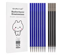 QIURUYUE Lot de 12 mines de rechange effaçables - Compatible avec Legami - 8 bleues et 4 noires