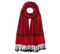 QIUTIMIY Châle pashmina réversible vintage en jacquard avec franges pour soirée, mariage, Fleur 3 - Rouge vif, 180 * 70CM