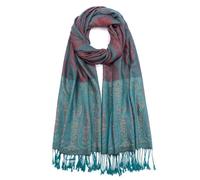 QIUTIMIY Châle pashmina réversible vintage en jacquard avec franges pour soirée, mariage, Flower5-Bordeaux, 200 * 70 cm