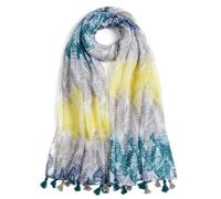 QIUTIMIY Écharpe pour femme légère et douce avec imprimé léopard floral pour l'automne et l'hiver, Feuilles-bleu jaune, 180 * 85cm