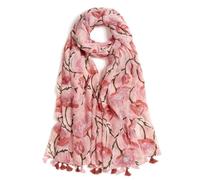 QIUTIMIY Écharpe pour femme légère et douce avec imprimé léopard floral pour l'automne et l'hiver, Fleur rouge rose, 180*85cm