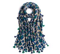 QIUTIMIY Écharpe pour femme légère et douce imprimée léopard - Châle tendance automne-hiver avec frange (vert léopard)