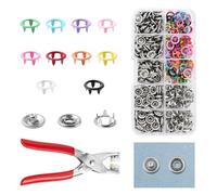 QIUTIMIY - Kit de 100 boutons-pression métalliques avec pince et outil de pose, idéal pour la couture et les loisirs créatifs 9.5 mm（Boutons-pression colorés et creux）
