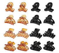 QIUTIMIY Lot de 16 petites pinces à cheveux pour filles - 4 styles - En plastique noir et marron - Antidérapantes - Pour cheveux fins/épais (16 pièces, style 5)