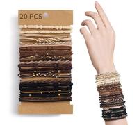 QIUTIMIY Lot de 20 élastiques à cheveux bohèmes pour femmes, élastiques pour cheveux épais/fins, accessoires de cheveux mignons pour filles sans endommager les cheveux (JD04)