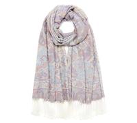 QIUTIMIY Paisley Pashmina Châle Wrap Femmes Réversible Vintage Jacquard Pashmina Rave Écharpe avec Frange pour Soirée, Mariage（Fleur7-Blanc）