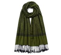 QIUTIMIY Paisley Pashmina Châle Wrap Femmes Réversible Vintage Jacquard Pashmina Rave Écharpe avec Frange pour Soirée, Mariage（Fleur 3 - Vert foncé）