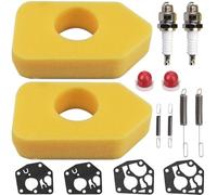 Qiuwanzia 698369 694394 Joint de diaphragme de carburateur Filtre à air Bougie d'allumage Poire d'amorçage pour Briggs Stratton Moteur 3,5-4,5 HP Classic Sprint Quattro 500 550 450 Series