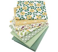 Qiuyan Lot de 7 carrés de tissu en coton pour patchwork floral 25 x 25 cm - Série verte