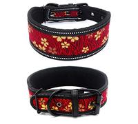 QIUYMGFG Laisse pour Chien Longe pour Chien Collier réglable pour Animal de Compagnie avec Boucle pour Petits, Moyens et Grands Chiens Pitbull Leash Dog Chain(Red Flower,M)