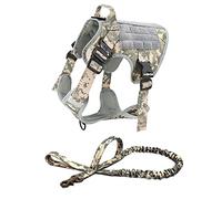 QIUYMGFG Laisse pour Chien Longe pour Chien Harnais Tactique pour Chien et Laisse Ensemble Boucle en métal Gros Chien Gilet Harnais pour Animaux de Compagnie(ACU Harness Leash,XL)