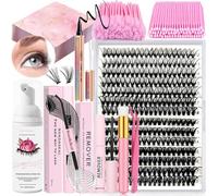 Qiveaory Kit d'extension de cils à faire soi-même - 280 pièces - 30 + 40D - 12 à 18 mm - Avec pince à épiler et dissolvant de colle - Shampoing - Brosse à cils - Mini applicateur pour extensions à la