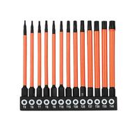 Qivine 13 Pièces Embouts de Tournevis Magnétiques Longs, Embout Visseuse T5~T40 avec Tête Magnétique Puissante, Embout Visseuse Long en Acier S2, pour Visseuses Sans Fil (100mm)