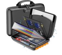 Qivine 1472℉ Porte Documents Ignifuge, Pochette Anti Feu avec Serrure et Fermeture Éclair, Pochette Etanche Document avec 13 Poches, pour Dossiers A4, Argent, Passeport, 37,5 x 27 x 6 cm