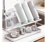 Qivine 2 Couches Sèche Biberon Égouttoir, Egoutte Biberon Vertical avec Bac d'égouttement Amovible, Gain de Place, Egouttoir Biberon Bebe Multi-Usages pour Biberons, Verres et Bouteilles