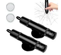 Qivine 2 Pièces Brise Vitre Coupe Ceinture, 2 en 1 Brise Vitre Voiture en Forme de U, Coupe Ceinture Brise Vitre Léger et Portable, pour Urgence de Sécurité et Sauvetage d'urgence (Noir)