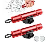 Qivine 2 Pièces Brise Vitre Coupe Ceinture, 2 en 1 Brise Vitre Voiture en Forme de U, Coupe Ceinture Brise Vitre Léger et Portable, pour Urgence de Sécurité et Sauvetage d'urgence (Rouge)