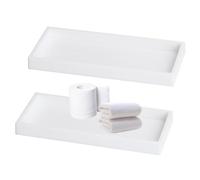 Qivine 2 Pièces Plateau Decoratif, Plateau Salle de Bain Rectangulaire, Plateaux en Silicone, Facile à Nettoyer, Organise de Toilette pour Cosmétique Savon Serviette 20 x 10cm