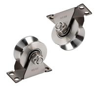 Qivine 2 Pièces Poulie de Levage, Roulette à Rainure en V en Acier Inoxydable, Poulie de Renvoi Capacité de Charge 500 kg, pour Cordes de 6 à 12 mm, pour Système de Poulies, Câble de Poulies
