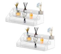 Qivine 2 Pièces Présentoir en Acrylique Presentoir Aperitif Buffet à 3 Niveaux Rangement Presentoir Parfum Peut Contenir Jusqu'à 2lbs Pour Objets de Collection Bijoux Gâteau
