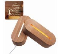 Qivine 2 Pièces Socle Lumineux Led Bois, Réglables Base LED Lumineuse Support avec USB Interrupteur et Câble, 14.5cm de Long, 7 Couleurs pour Affichage Cristal, Verre, Acrylique, Résine
