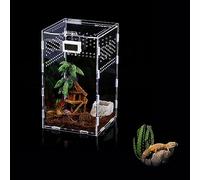Qivine 2 Pièces Terrarium Acrylique, Transparence à 360 Degrés, 2 Tailles Vivarium, Terrarium Escargot Ventilé pour Plantes, Lézard, Araignée, Grenouille Cornue, Coléoptère
