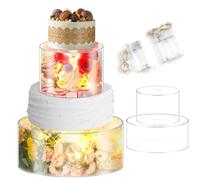 Qivine 2 Présentoirs à Gâteau en Acrylique Remplissable, Ronds Support Gateau en Acrylique, Presentoir a Gateau avec Lumières LED, pour Mariage Anniversaire Fête (25x10cm, 15x10cm)
