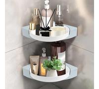 Qivine 2pcs Etagere Douche sans Percage d'angle Porte Savon Douche Rotative à 360° Etagere Salle de Bain en Plastique avec 4 Adhésifs pour Salles de Bains et Cuisines