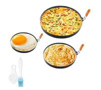 Qivine 3 Pièces Poele Oeuf Au Plat, Anneaux d'oeuf Antiadhésif en Acier Inoxydable, Moule Pancake avec Poignée Pliable, 3 Tailles, pour Cuisson Oeuf Au Plat Pancakes Omelettes