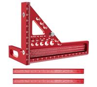 Qivine 3D Multi Angle Equerre Menuisier, 22,5-90° Equerre Charpentier, Equerre de Menuisier Multifonctionnel en Alliage d'aluminium, avec 2 Crayon de Charpentier, pour Charpentier, Ingénieur