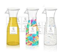 Qivine 3PCS Distributeur Lessive Liquide avec Buse en Forme de V 60oz Boite Lessive Poudre Rangement Lessive Transparent avec 16 Étiquettes Étanches pour la Maison Le Linge