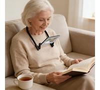 Qivine 3X Loupe de Lecture à Main Libre, Loupe Grossissante avec Lumiere, Col de Cygne Flexible, Légère & Rechargeable Via USB-C, 360° Angle Réglable, 3 Modes d'éclairage, pour la Lecture, Couture