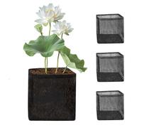 Qivine 4 Pièces Panier Flottant pour Plantes Aquatiques, Panier de Plant Aquatique, Conception en Maille Respirante, Sacs de Plantation pour Bassin, Jardin, Balcon, Culture Hydroponique (Carré)