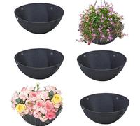 Qivine 4 Pièces Pot Suspendu Plante Exterieur en Feutre, Hydratant & Respirant, 16in Pot de Fleur Suspendu avec Boucle Cachée, Jardinieres Exterieur pour Le Jardin, Le Porche et Le Balcon, Noir