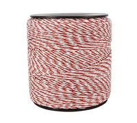 Qivine 500m Fil de Clôture Électrique, 6 Brins Corde de Clôture Électrique, Corde Conductrice en Acier Inoxydable, Accessoire de Haute Conductivité pour Ferme, Bétail, Mouton (Rouge Blanc)