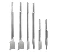 Qivine 6 Pièces Burin SDS Plus, 40CR Burin Plat SDS, 15 cm et 25 cm Burin Carrelage pour Tous les Marteaux à Percussion, pour le Ciment, la Maçonnerie, les Carreaux, la Pierre Naturelle