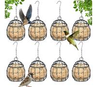 Qivine 8 Métal Boule de Graisse Oiseaux Sauvages Mangeoire, Mangeoire Oiseaux Exterieur Suspendue, Mangeoires pour Oiseaux Sauvages avec Crochets en Forme de S, pour Maison, Jardin (Noir)