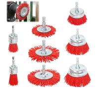 Qivine 8 Pièces Brosse Nylon, Rapide Brosse Perceuse Nettoyage avec Poignée 1/4", Brosse Visseuse Pour Polissage et Lébavurage du Bois, Métal, Tuile, Pierre 75mm 65mm 50mm 25mm 30mm