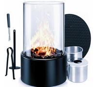 Qivine Cheminée Bioéthanol de Table Cheminee Ethanol a Poser avec Verre de Sécurité et Chambre de Combustion Cheminée Éthanol Portable Durée de Combustion de 3 Heures Balcon Décoration de Jardin