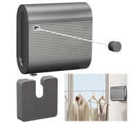 Qivine Corde à Linge Rétractable, 4,2M Fil Linge Extensible en Acier Inoxydable, Corde a Linge Portable Etendoir Fil Réglable, Capacité de Poids 44lb, Poinçon et Support Mural pour Intérieur