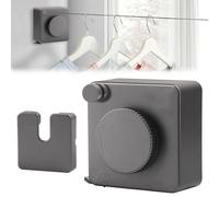 Qivine Corde à Linge Rétractable, 4,8 m Fil a Linge Retractable Mural Anti-Affaissement, Etendoir Linge Interieur Mural en Acier Inoxydable, Gain de Place, pour Balcon Salle de Bain (Gris)