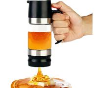 Qivine Distributeur de Miel en Verre, 315ml Anti-goutte Pot de Miel avec Poignée, Mini Pot a Miel avec Couvercles Supérieur et Inférieur Amovibles pour Sirop D'érable, Sucre, Sauce Soja