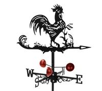 Qivine Girouette de Jardin Exterieur, Rétro Girouettes Coq en Métal avec Support et Indicateur Directionnel, Décoration Girouette de Toit pour Jardin, Toit, Cour, Ferme 33x58cm (Coq)