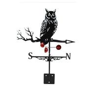 Qivine Girouette de Jardin Exterieur, Rétro Girouettes Coq en Métal avec Support et Indicateur Directionnel, Décoration Girouette de Toit pour Jardin, Toit, Cour, Ferme 33x58cm (Hiboux)