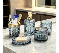 Qivine Lot 5 Accessoires Salle de Bain Verre Distributeur Savon