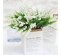 Qivine Lot de 6 Bouquets de Muguet Artificielles, Brins de Muguet en Plastique, Fleurs Artificielles Deco, Amovible et Assemblées sans Entretien, pour Bouquet de Mariée, Jardin, Fête, Blanc