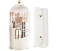 Qivine Organisateur Maquillage avec Trousse Maquillage, Rotatif à 360 ° Rangement Maquillage, Transparent Anti-poussière Pot Pinceau Cosmétiques pour Coiffeuse, Salle de Bain, Parfum