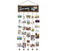 Qivine Pele Mele Photo Mural, Cadre Photo Pele Mele avec Tableau à Messages & 30 Petites Pinces & 3 Aimants, Cadre Multi Photo pour DIY Collage, Décoration Murale, Cadeau Mariage, Anniversaire